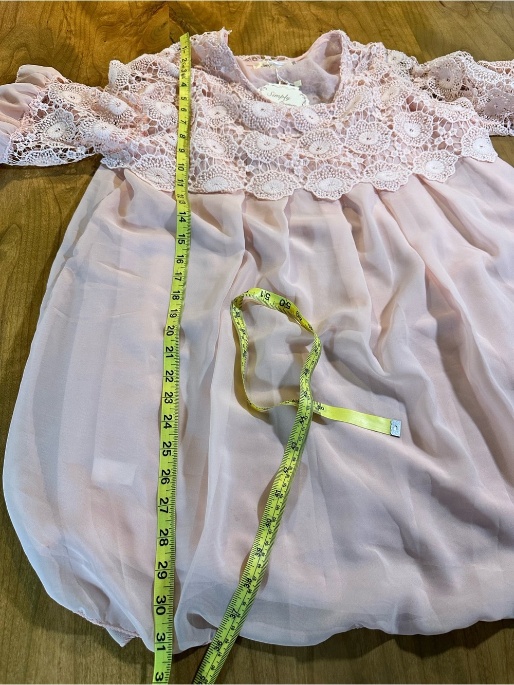 Simply Couture Blush Pink Lace Chiffon Tunic Top 3/4 Sleeve Plus Size 3XL NWT - Picture 9 of 11